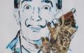 Kohle, Mixed Media auf Zeichenblatt, 50x70, "Salvador Dalí"